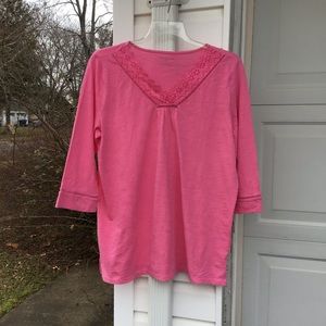 NWT Talbots Pretty Pink Eyelet Lace V-Neck Tunic